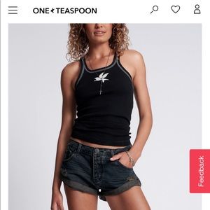 One Teaspoon Fox Black Bandits Jean Shorts, size 24.